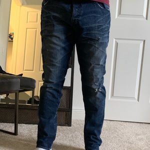 2-Dark Wash Faded Denim Jeans